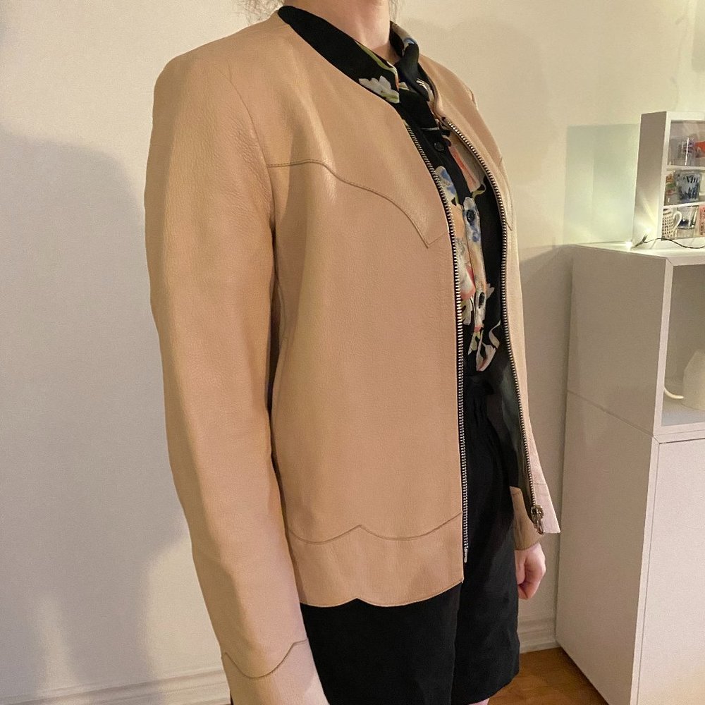 Sandro leather jacket with scalloped edges - Picture 2 of 7